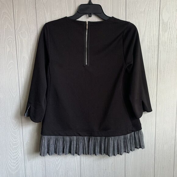 Alfani Black Silver Trim 3/4 Sleeve Top Size Small - Picture 5 of 5